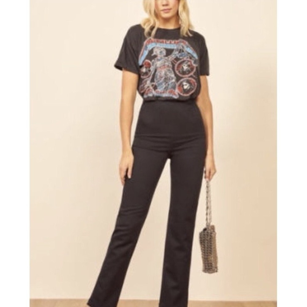 Reformation‎ Será Navy Blue Back Zip Pants 4